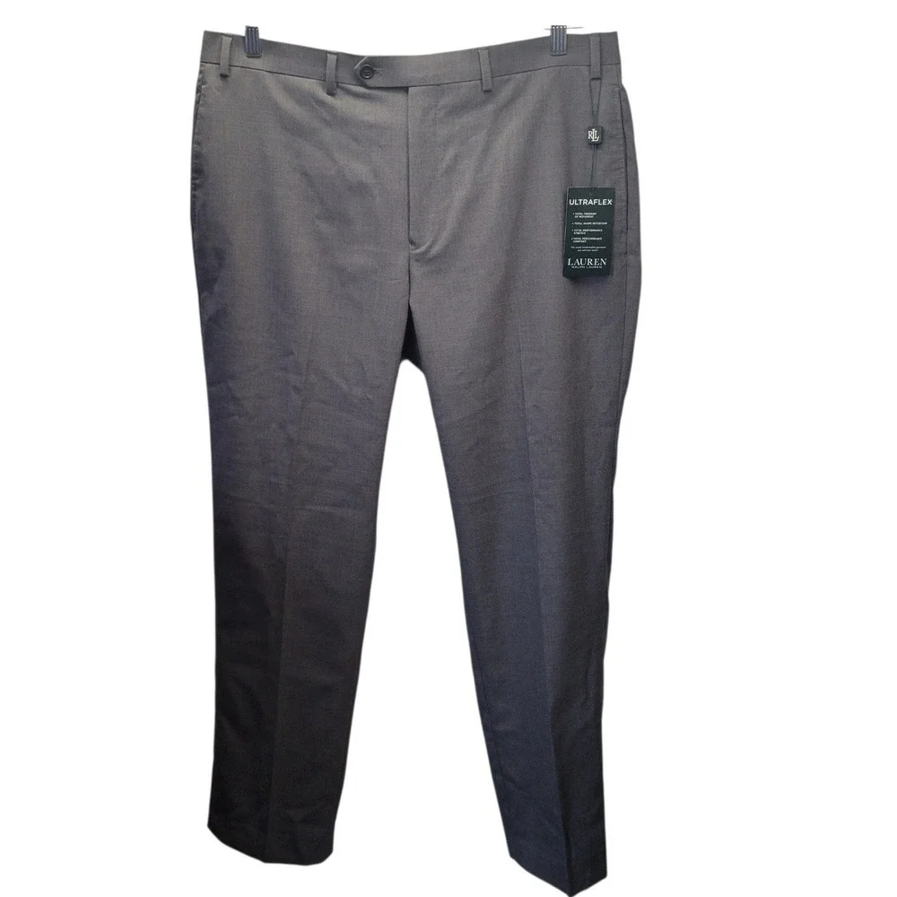 Lauren Ralph‎ Lauren Ultraflex Mens Dress Pants 38x32 Med Grey Classic Fit I691
